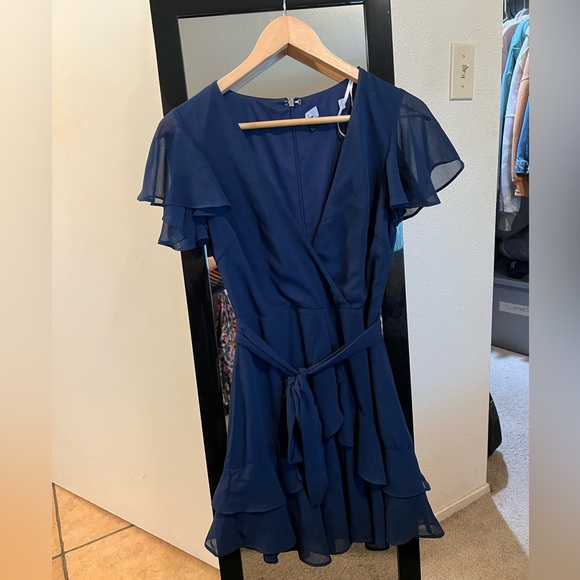 Lulus Navy Ruffled Mini Dress - Picture 2 of 6